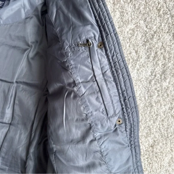 Lands’ End Gray/Blue Long Down Puffer Coat Hooded Winter Parka Women M 10-12 - Picture 6 of 11